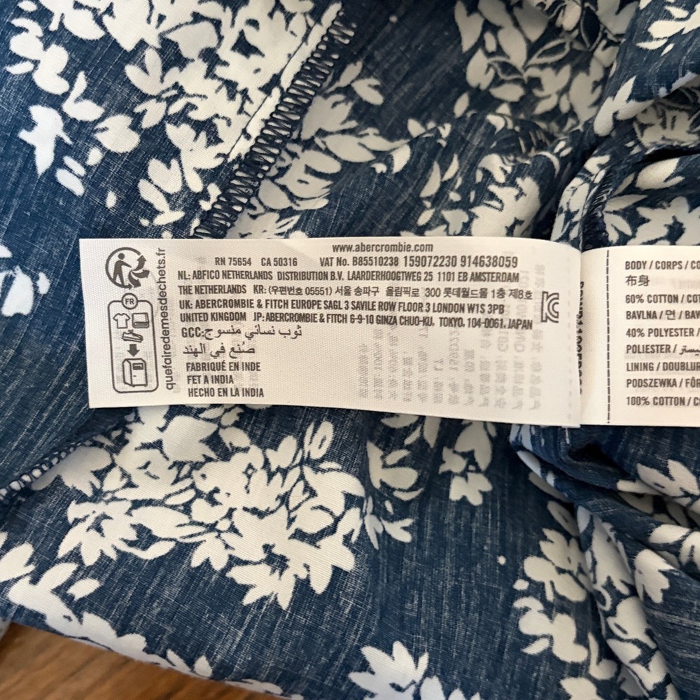 Abercrombie & Fitch Floral Blue and White Bow Maxi boho Dress Size  LT - Picture 11 of 11